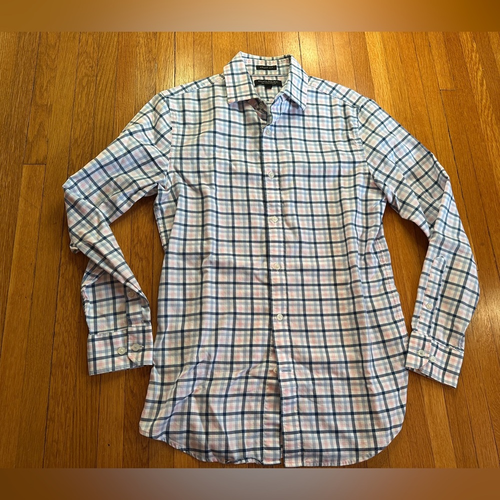 Banana Republic Grant Fit Slim Cotton Pink & Blue Button Down, Size S